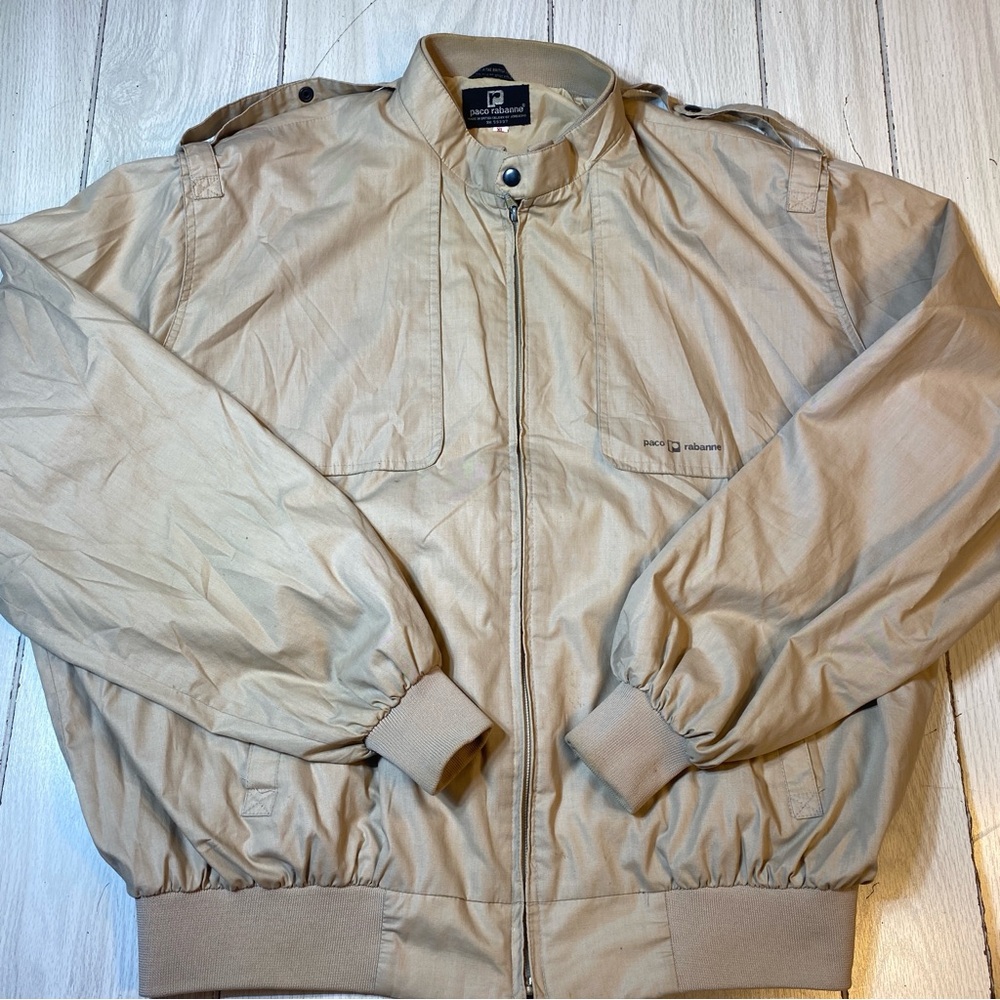 Paco Rabanne Men's Full Zip Lined Bomber Jacket Khaki/Tan XL